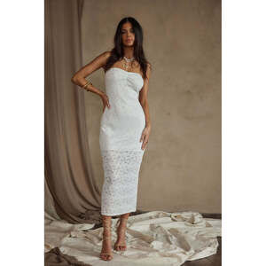 12th Tribe Reagan Strapless White Lace Midi Dress Size M NWT